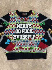 “Merry Go F.... Yourselfâ€?light up Casual Knitted Christmas Sweater