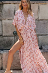 Bohemian Print Split High Waist Maxi Dress