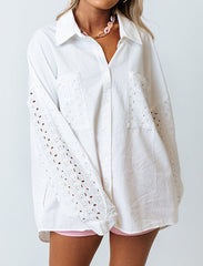 Eyelet Oversize Shirt With Pockets