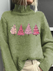 Christmas printed turtleneck knitted sweater