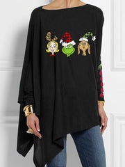 Funny Christmas Printed Christmas Casual Irregular  T-shirt