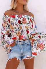Floral Off Shoulder Bell Sleeve Blouse