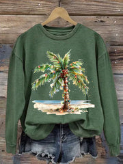 Christmas Palm Tree Christmas Tree Print Sweatshirt