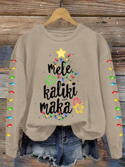 Mele Kalikimaka Hawaii Christmas Print Sweatshirt