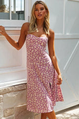 Blooming Floral Print Split Beach Sundress