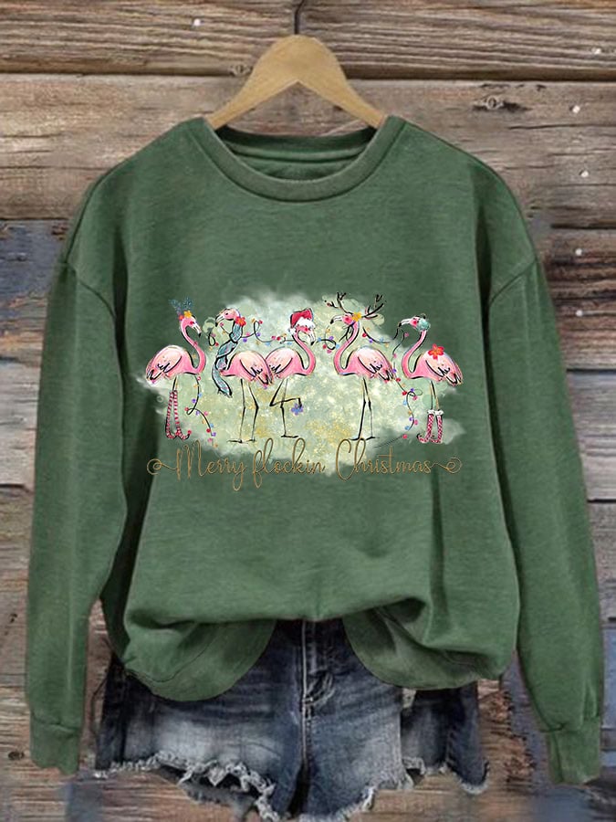 Christmas Palm Tree Print Crewneck Sweatshirt