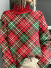 Merry Christmas Red White Green Twill Print Casual Sweatshirt