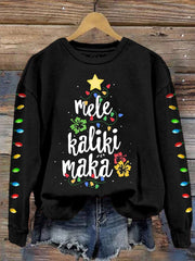 Mele Kalikimaka Hawaii Christmas Print Sweatshirt