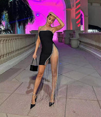 A Chain Bandage Mini Dress