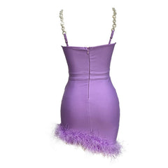 A Rhinestone Feather Bandage Dress