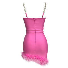 A Rhinestone Feather Bandage Dress