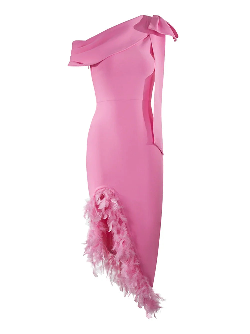 A Sleek Feather Midi Dress