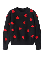 Kawaii Fashion Sweater 2023 Spring Embroidered Heart for Women
