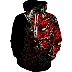 Men Hoodies Fashion Anime 3d Japanese Samurai Black Pullover