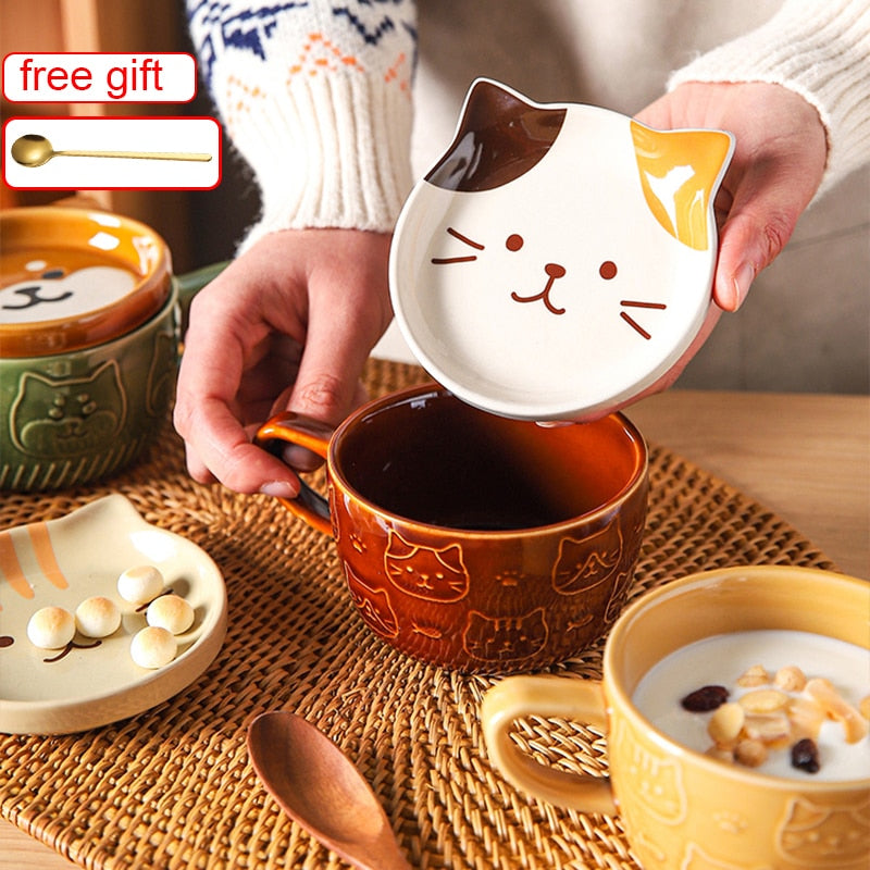 Ceramics Cute Cat Cup Gift Household Cartoon Kawaii