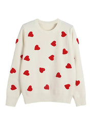 Kawaii Fashion Sweater 2023 Spring Embroidered Heart for Women