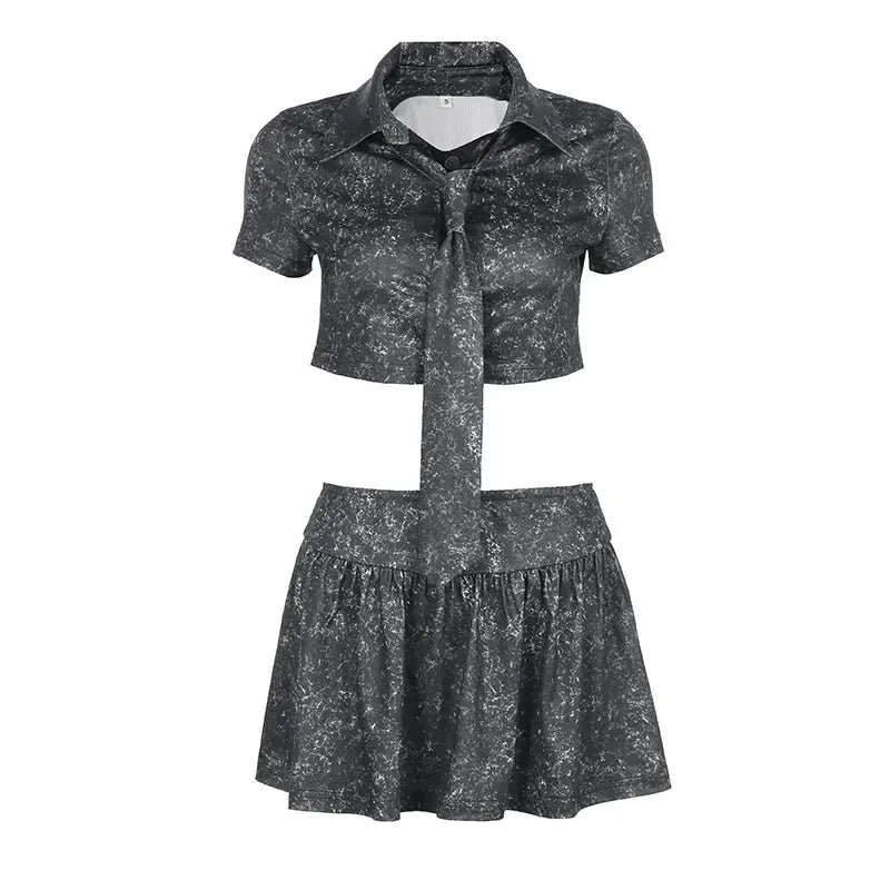 Academic Pleated Mini Skirt Set