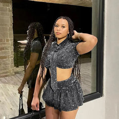 Academic Pleated Mini Skirt Set