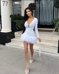 Aina Feather Bandage Dress