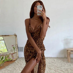 All Leopard Bodycon Mesh Dress