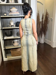 Angie Ripped Denim Skirt Set