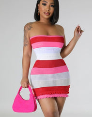 Annie Ruffles Mini Knit Dress