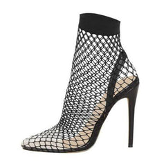 Fishnet Pointed Toe Heels