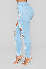 Back At it High Waist Jeans- Light blue