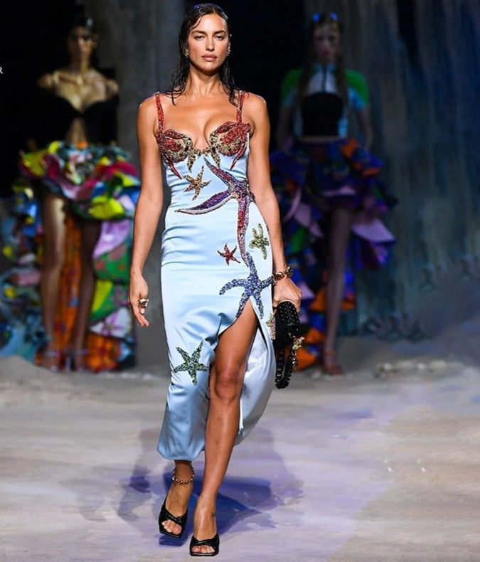 Beads Satin Maxi Dress