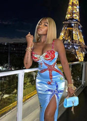 Beads Satin Maxi Dress