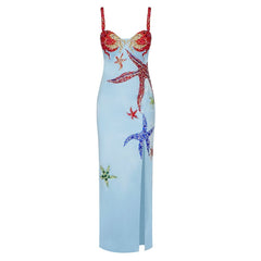 Beads Satin Maxi Dress