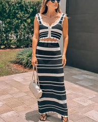 Bohemian Knit Maxi Skirt Set