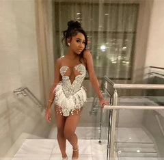 Brenda Mesh Feathers Dress