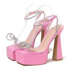 Butterfly-Knot Platform High Heels
