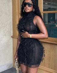 Celia Knit Ruffle Mini Dress