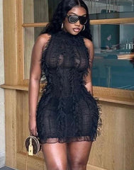 Celia Knit Ruffle Mini Dress