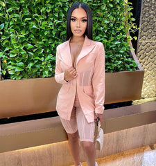 Ciara Sheer Blazer Short Set