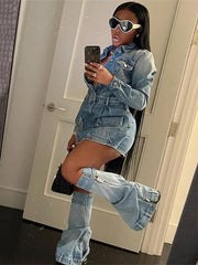 City View Denim Dress Socks Set