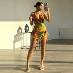 Colorful Mesh Mini Dress