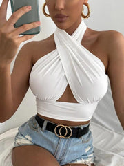 Cross Halter Neck Crop Top