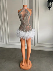 Crystal Feather Mini Dress