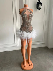 Crystal Feather Mini Dress