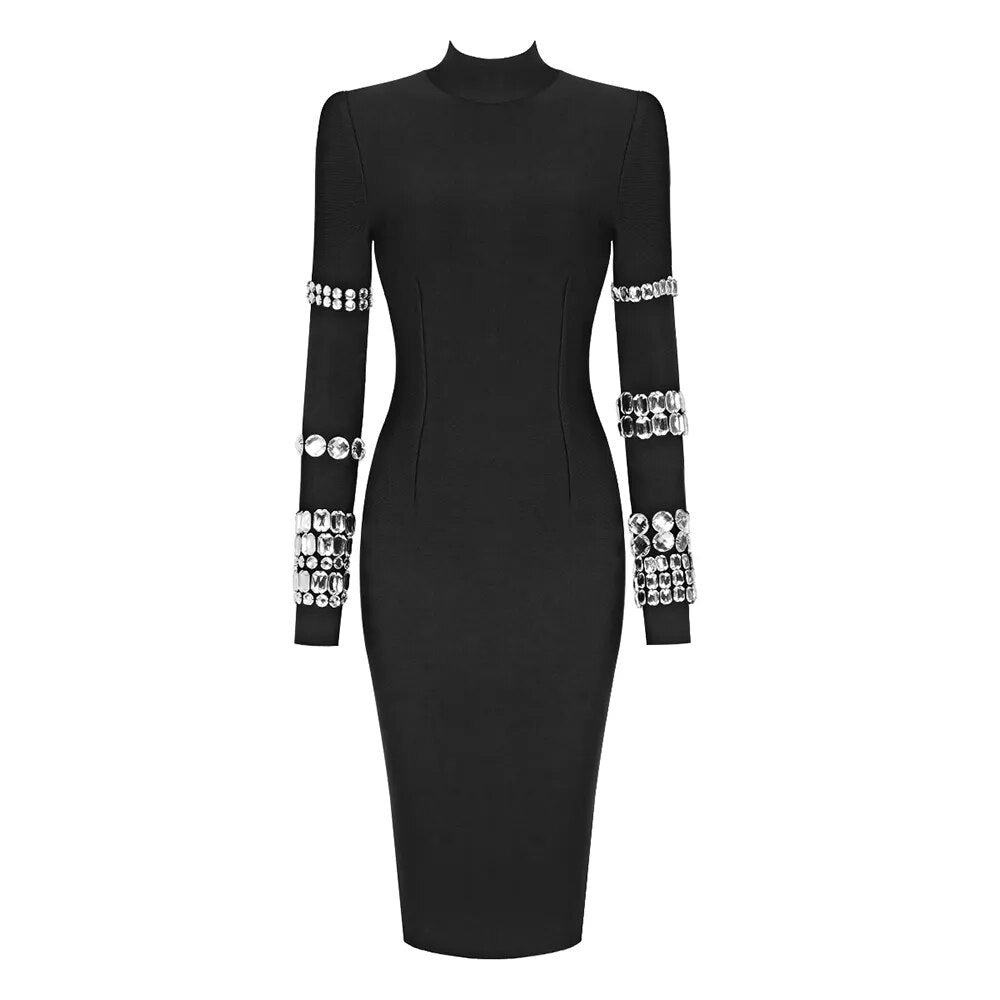 Crystal Luxury Bandage Midi Dress
