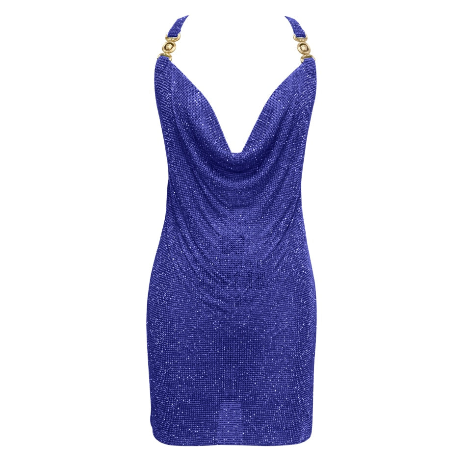 Crystal Mesh Rhinestones Mini Dress