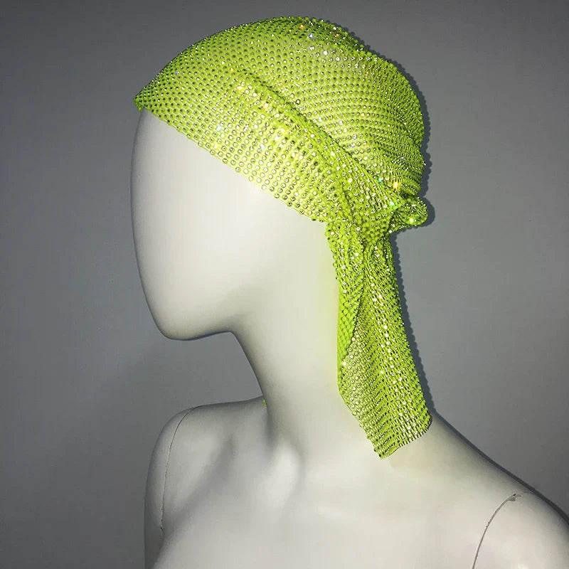 Crystal Rhinestone Fishnet Headscarf