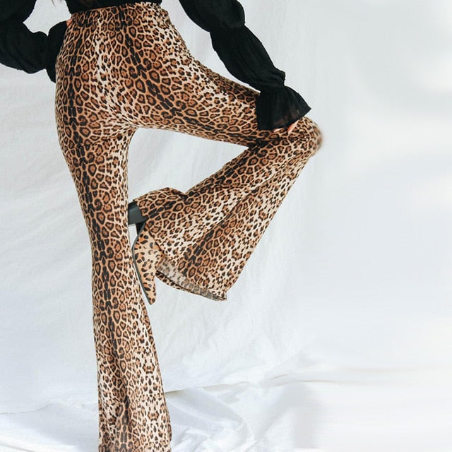 Leopard Print Flare Pants