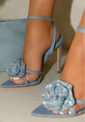 Blue Rose Denim Heels