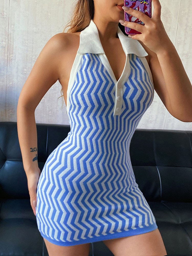 Elegant Striped Mini Dress