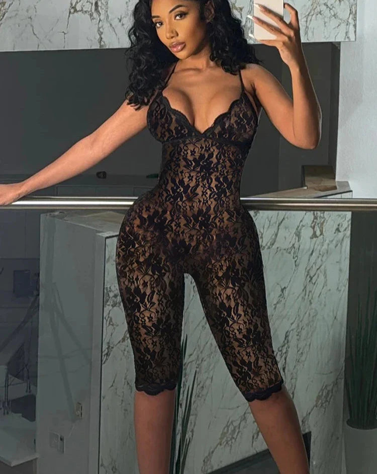 Emilie Backless Mesh Romper