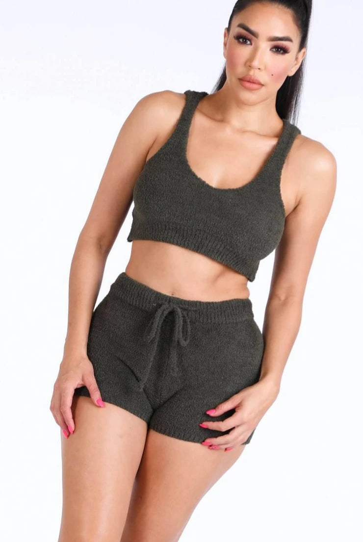 Feel the Vibe Knitted Set- Olive